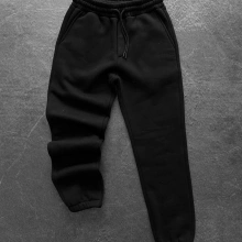 Paça Lastik Şardonlu Eşofman Siyah