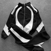 Parçalı Fermuarlı Eşofman Takım Siyah