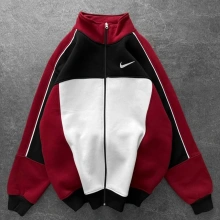 Parçalı Şardonlu Oversize Hırka - Kırmızı