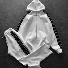 Şeritli Baggy Eşofman Takım - Beyaz