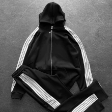 Şeritli Baggy Eşofman Takım - Siyah