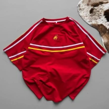 Şeritli Unisex Oversize Tshirt - GS/Kırmızı