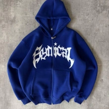 Sırt Taş Detay Oversize Hırka Mavi