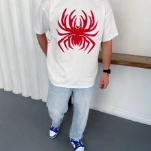 Spider Detay Oversize Tshirt Beyaz