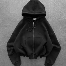 Yarasa Kalıp Kapüşonlu Hırka Siyah