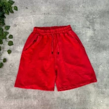 Yıkamalı Unisex Oversize Şort - Kırmızı