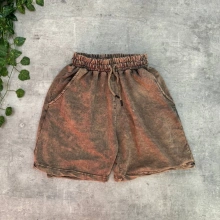 Yıkamalı Unisex Oversize Şort - Sarı