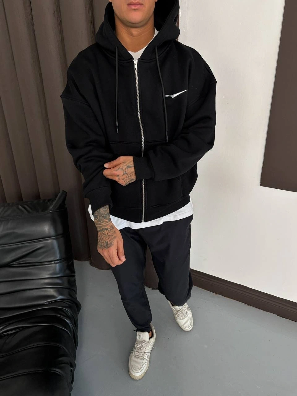 Nk Kapüşonlu Hırka Siyah