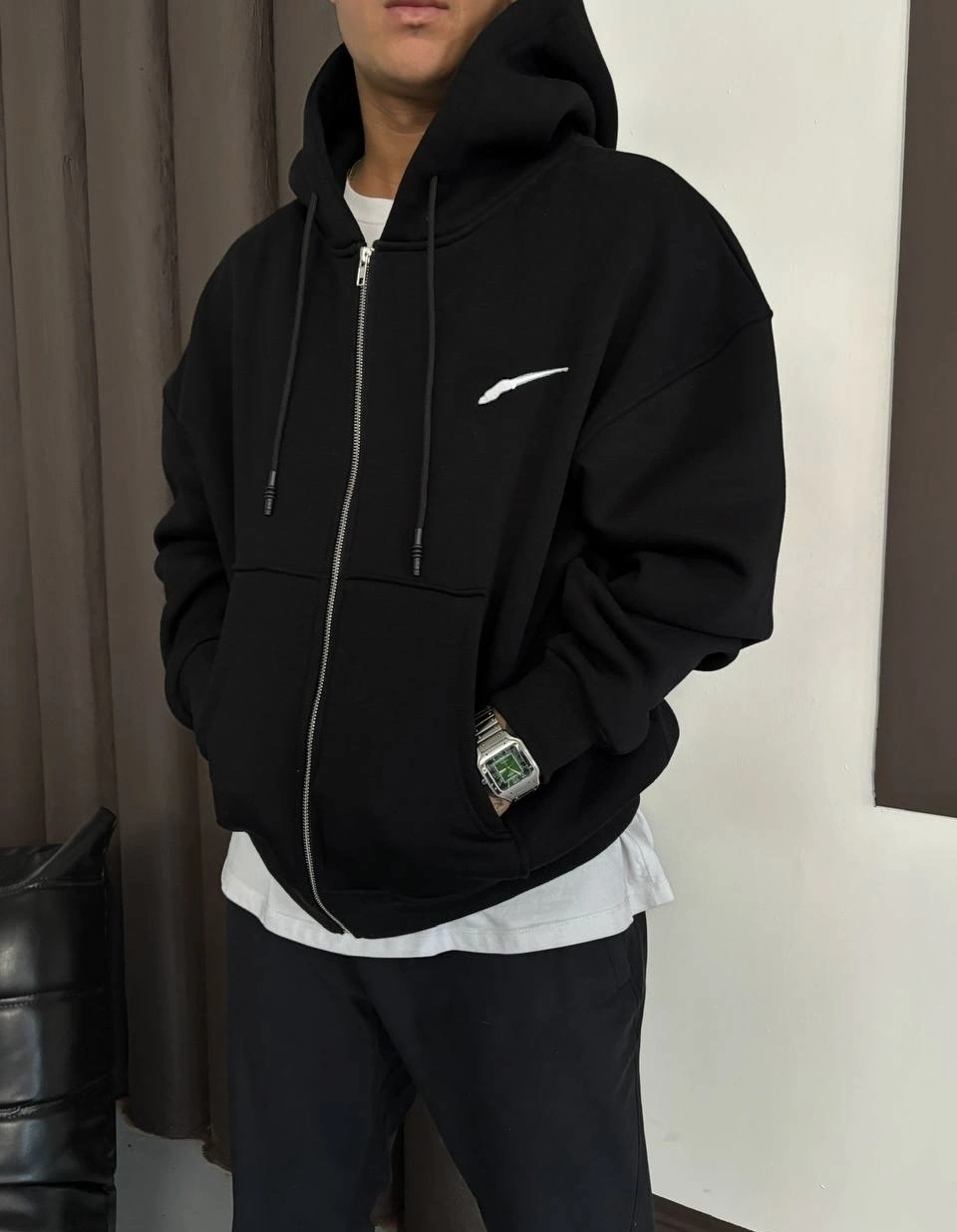 Nk Kapüşonlu Hırka Siyah