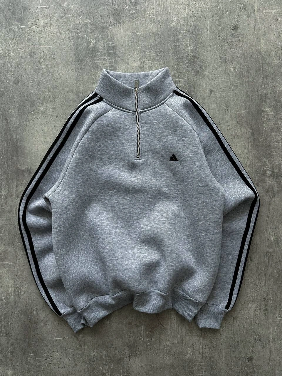 AD Yarım Fermuar Sweatshirt Gri