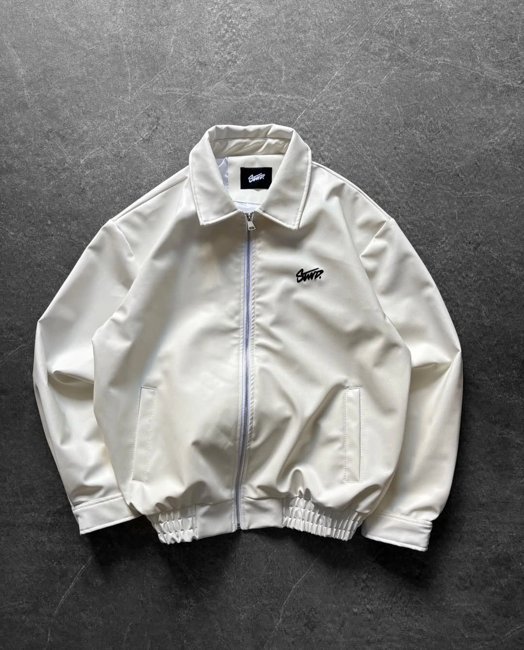 Swd Özel Tasarım Deri Ceket Beyaz