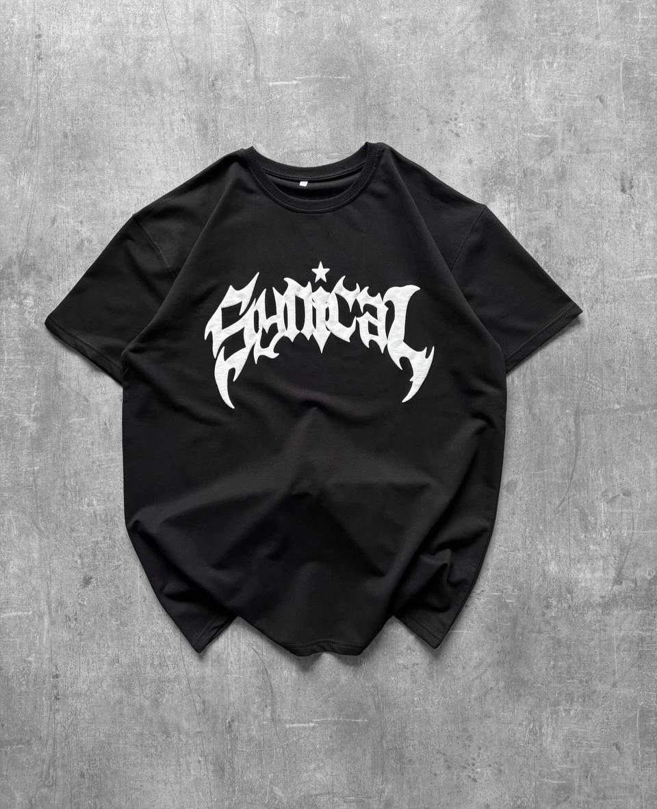 Sırt Taş Detay Oversize Tshirt Siyah