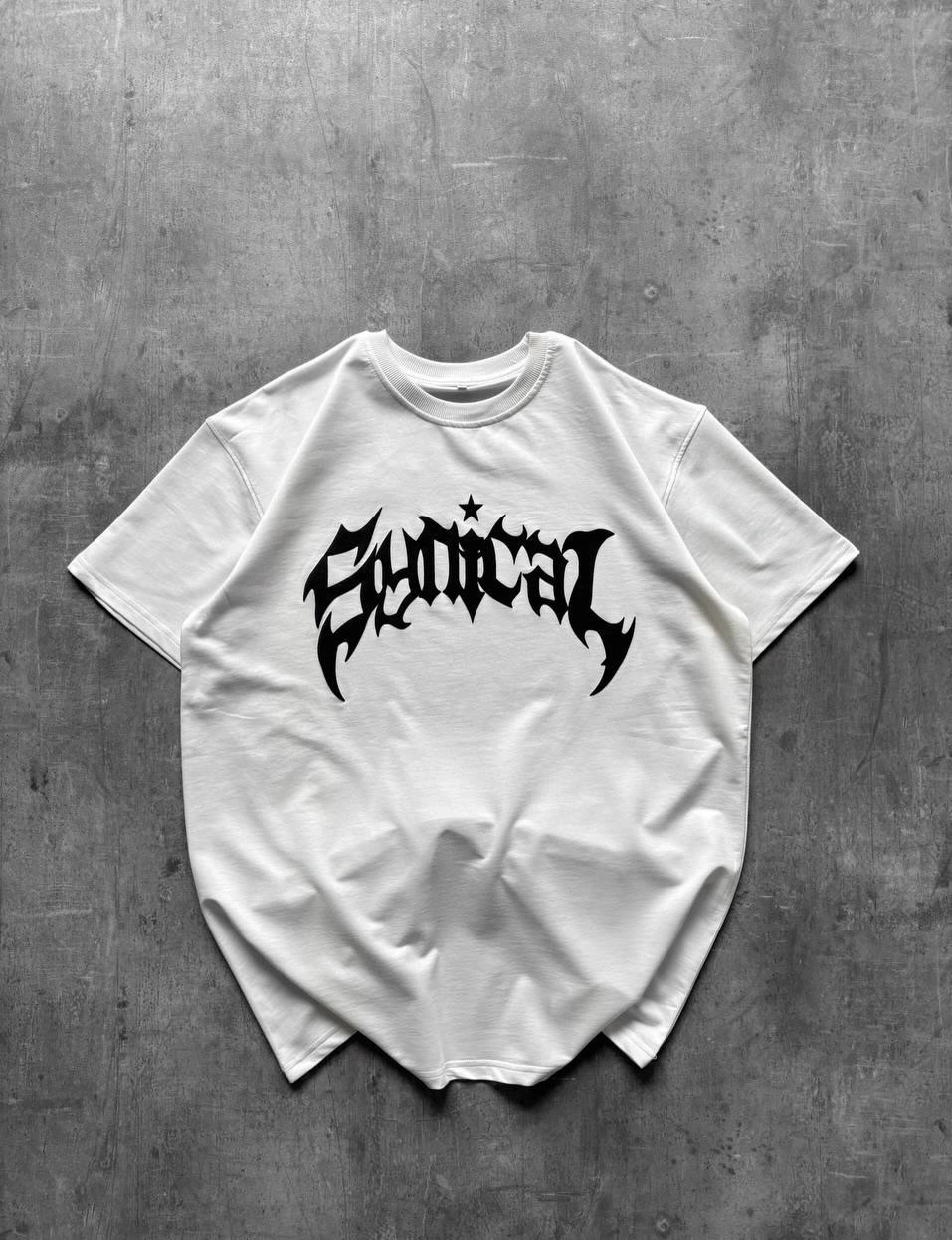 Sırt Taş Detay Oversize Tshirt Beyaz