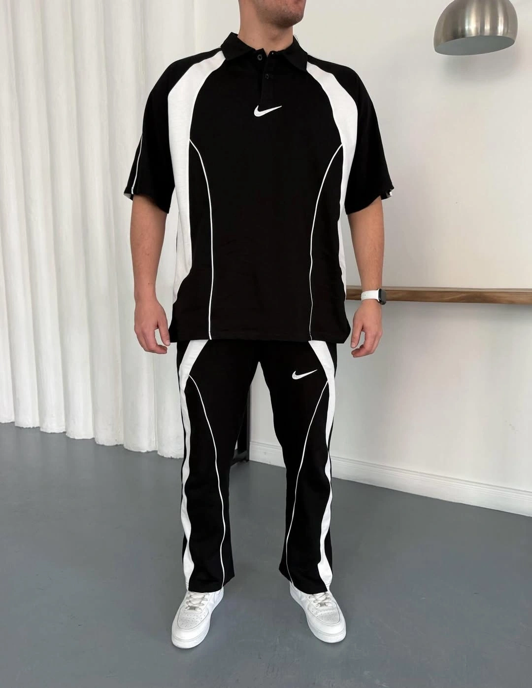 Nakış Detay Oversize Kalıp Eşofman Takım Siyah