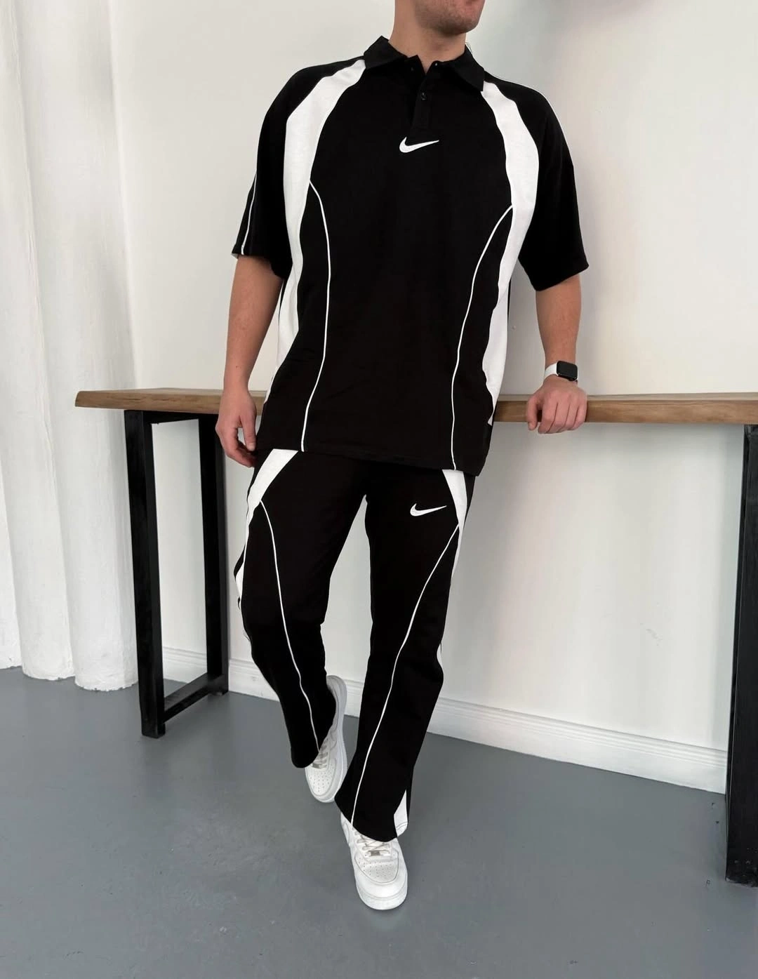 Nakış Detay Oversize Kalıp Eşofman Takım Siyah