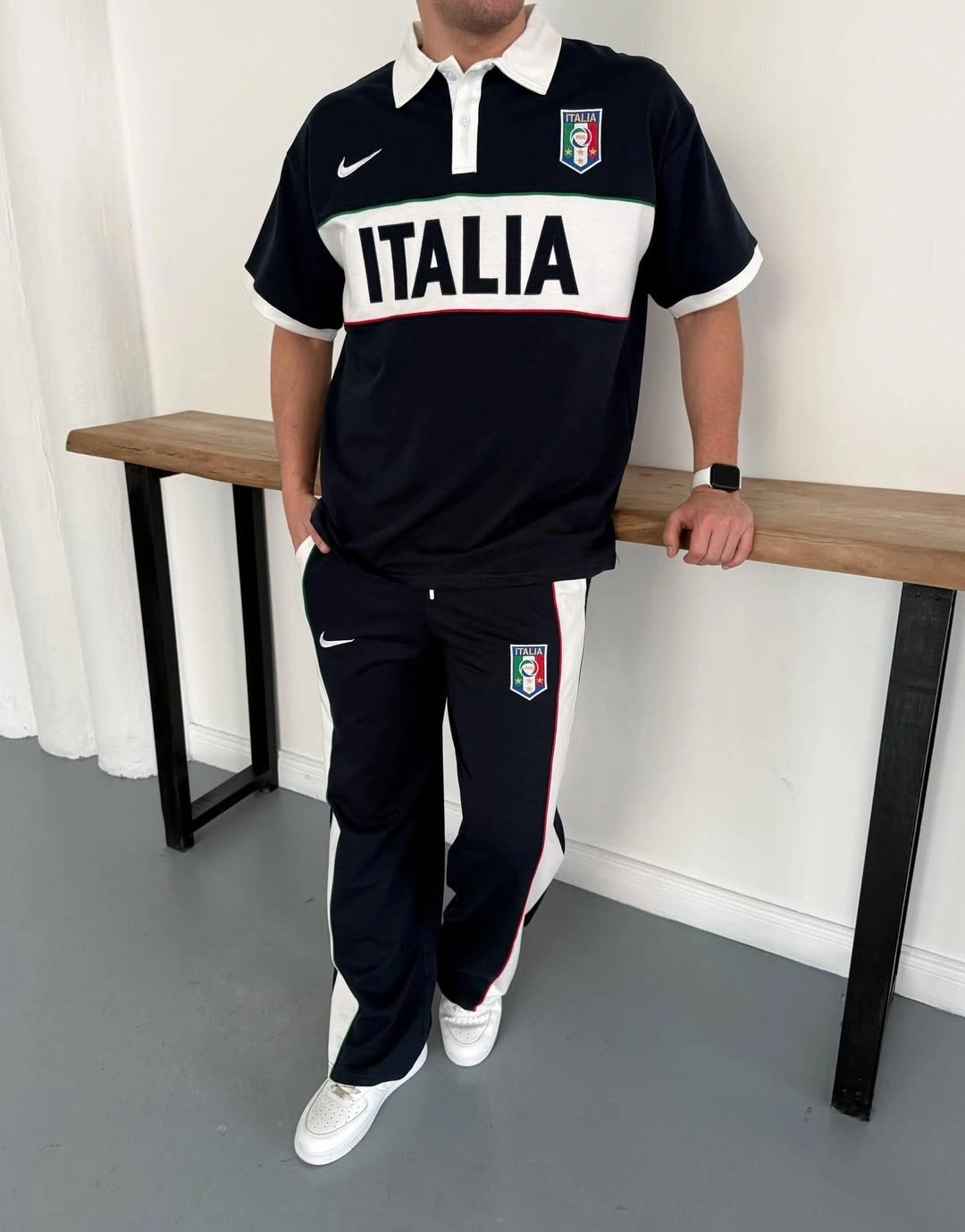 Nakış Detay Oversize Kalıp İTL Eşofman Takım Lacivert