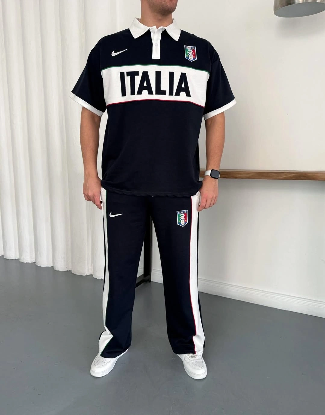 Nakış Detay Oversize Kalıp İTL Eşofman Takım Lacivert