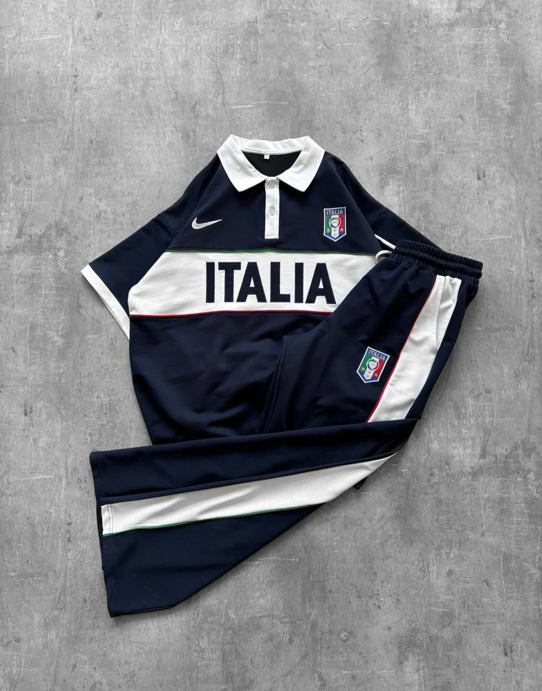 Nakış Detay Oversize Kalıp İTL Eşofman Takım Lacivert