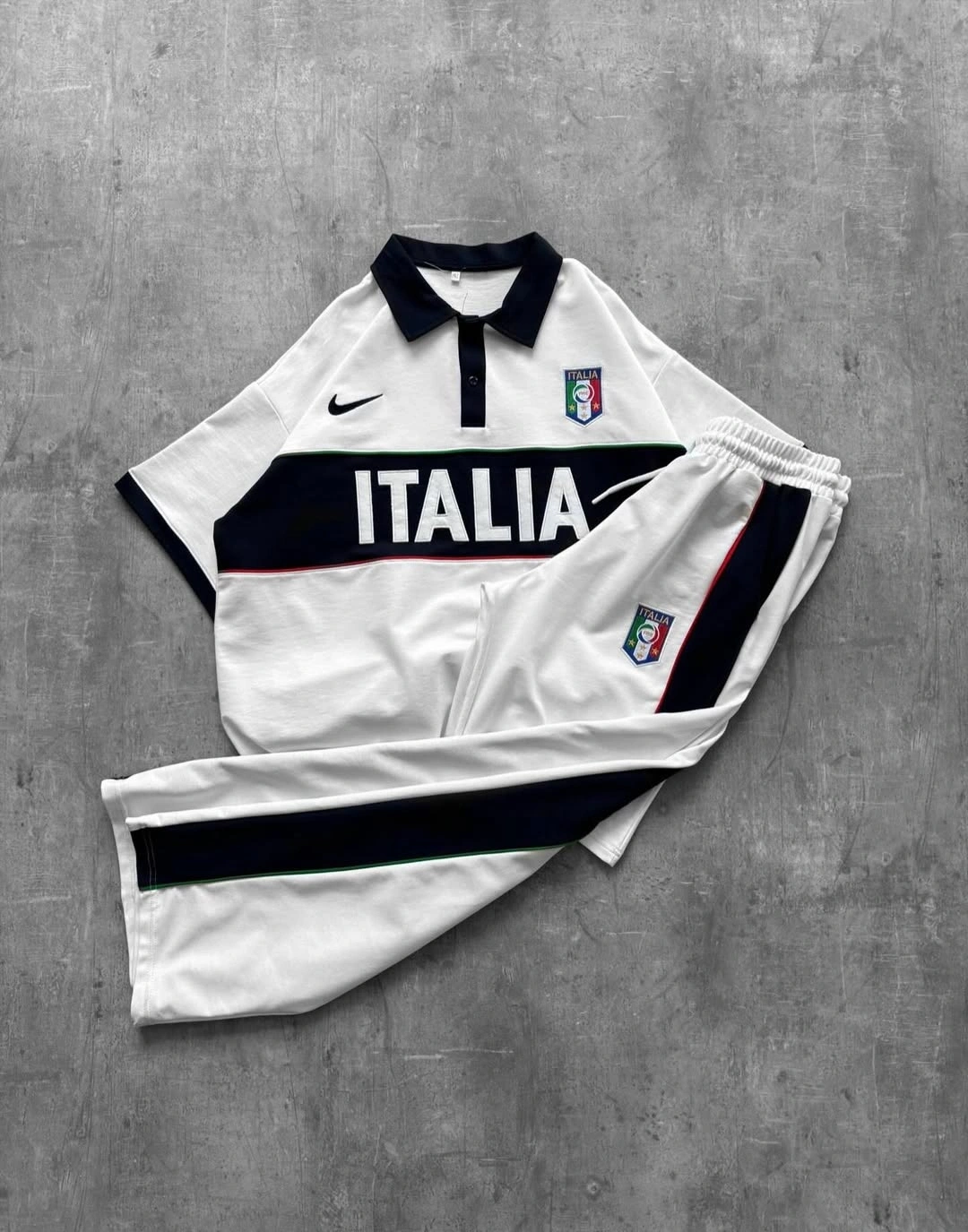 Nakış Detay Oversize Kalıp İTL Eşofman Takım Beyaz