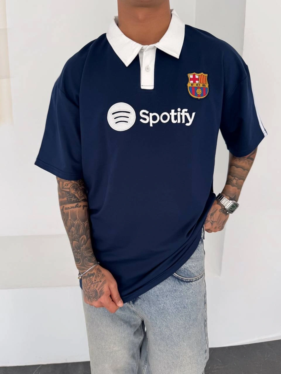 Spoty Desen Polo Yaka Tshirt Lacivert