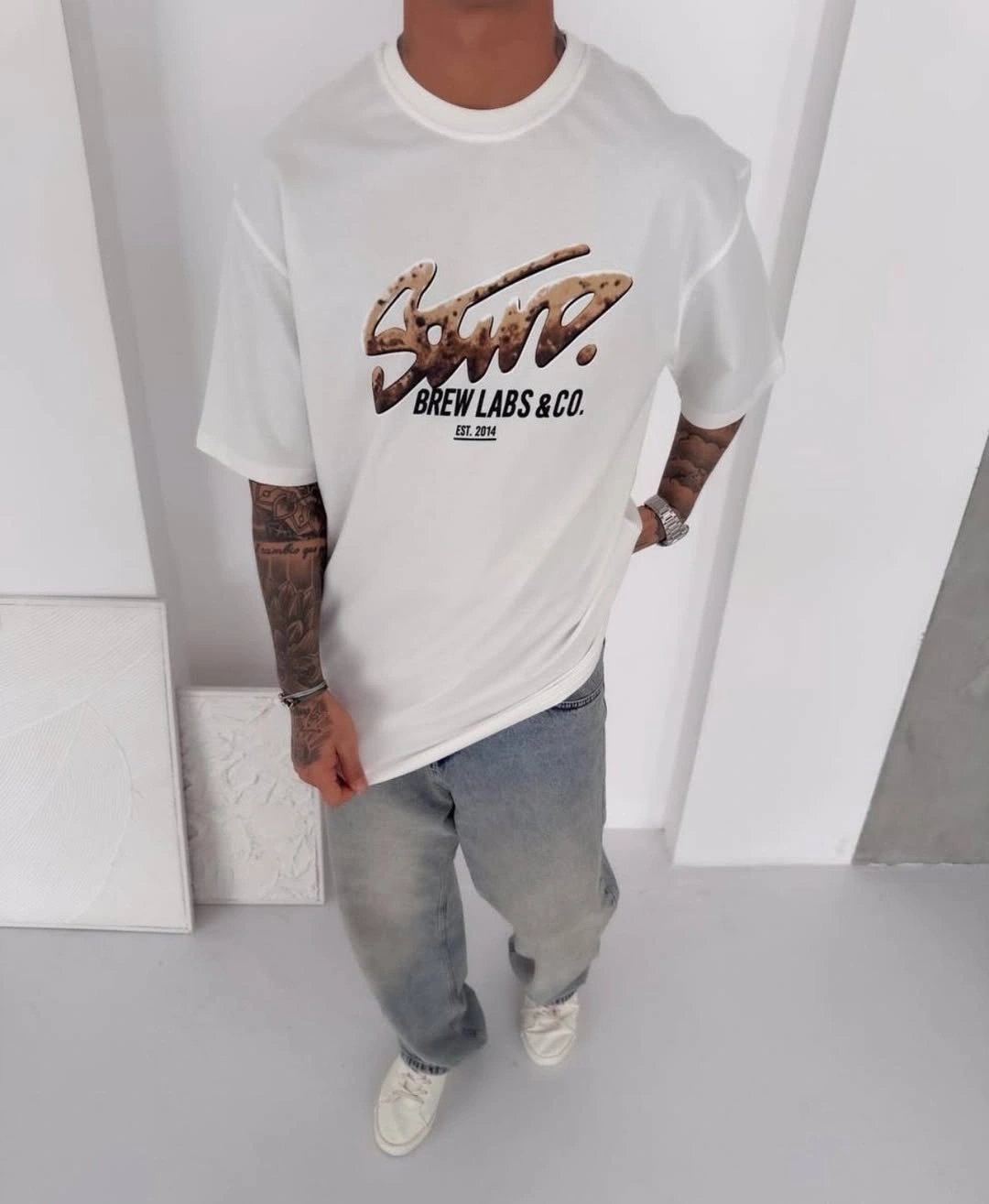 Sw Oversize Baskı Tshirt Beyaz