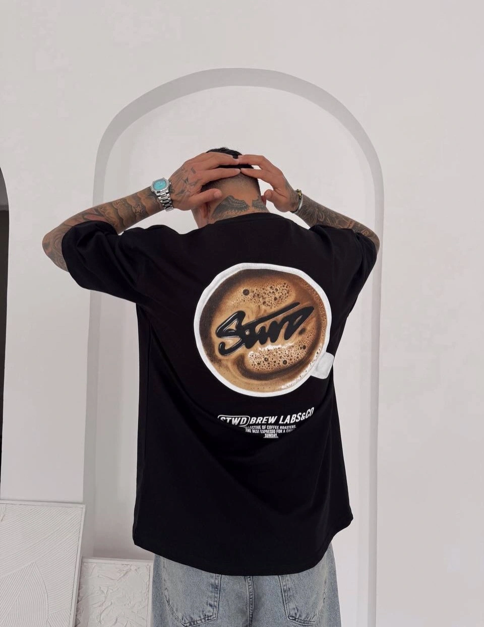 Sw Oversize Baskı Tshirt Siyah