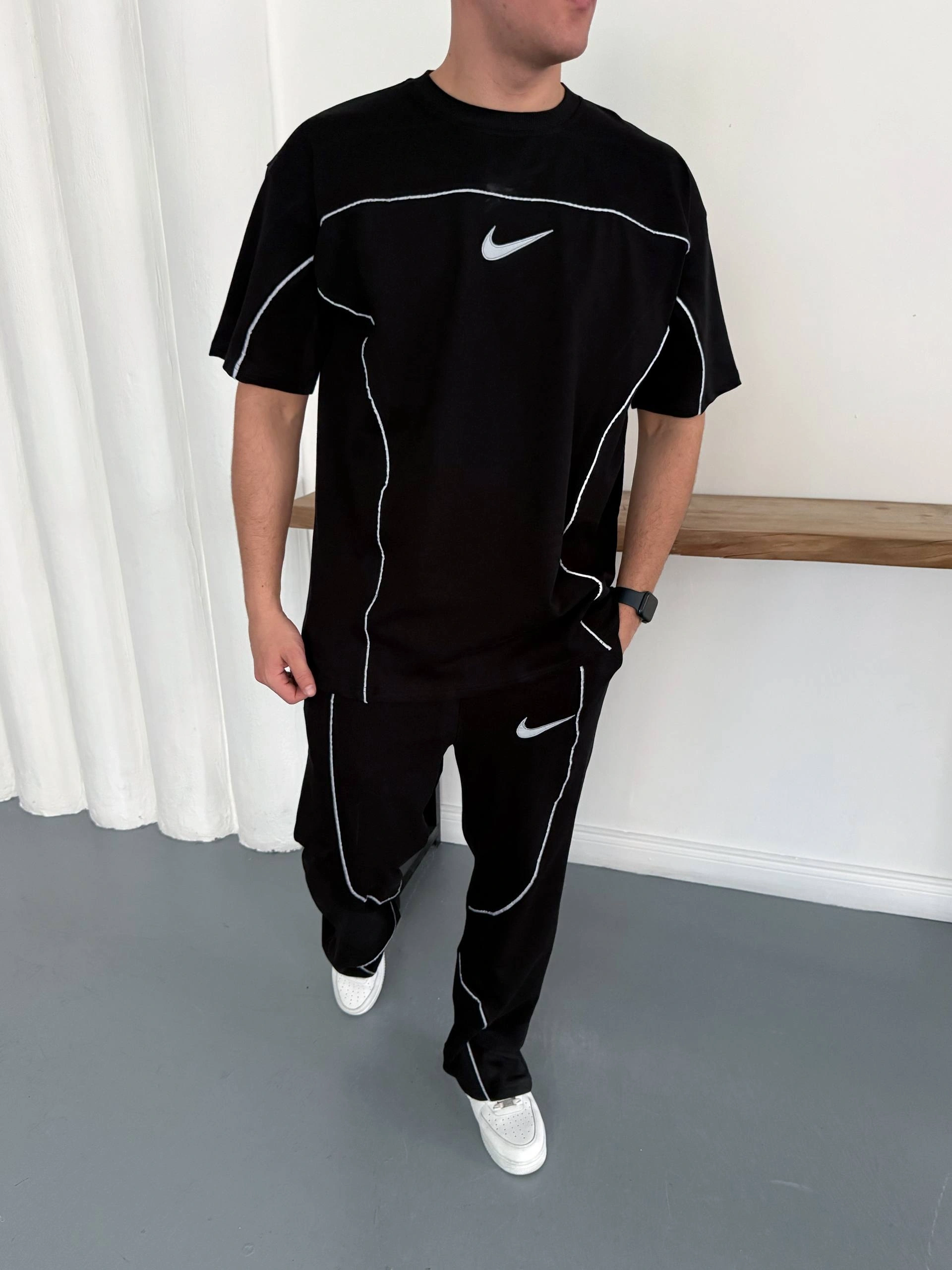 Reflektör Detay Eşofman Takım Siyah