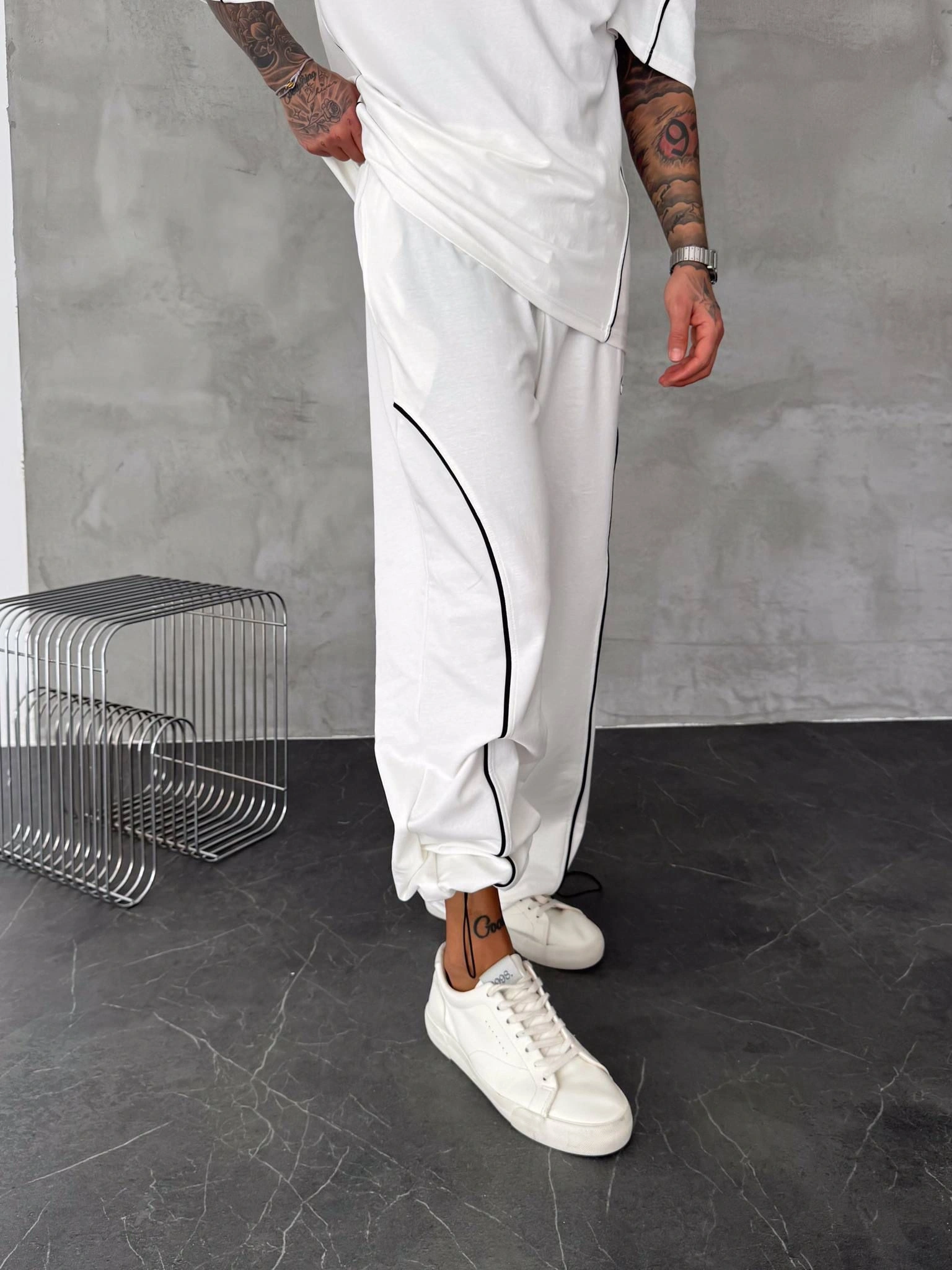 İkili Unisex Eşofman Takım Beyaz