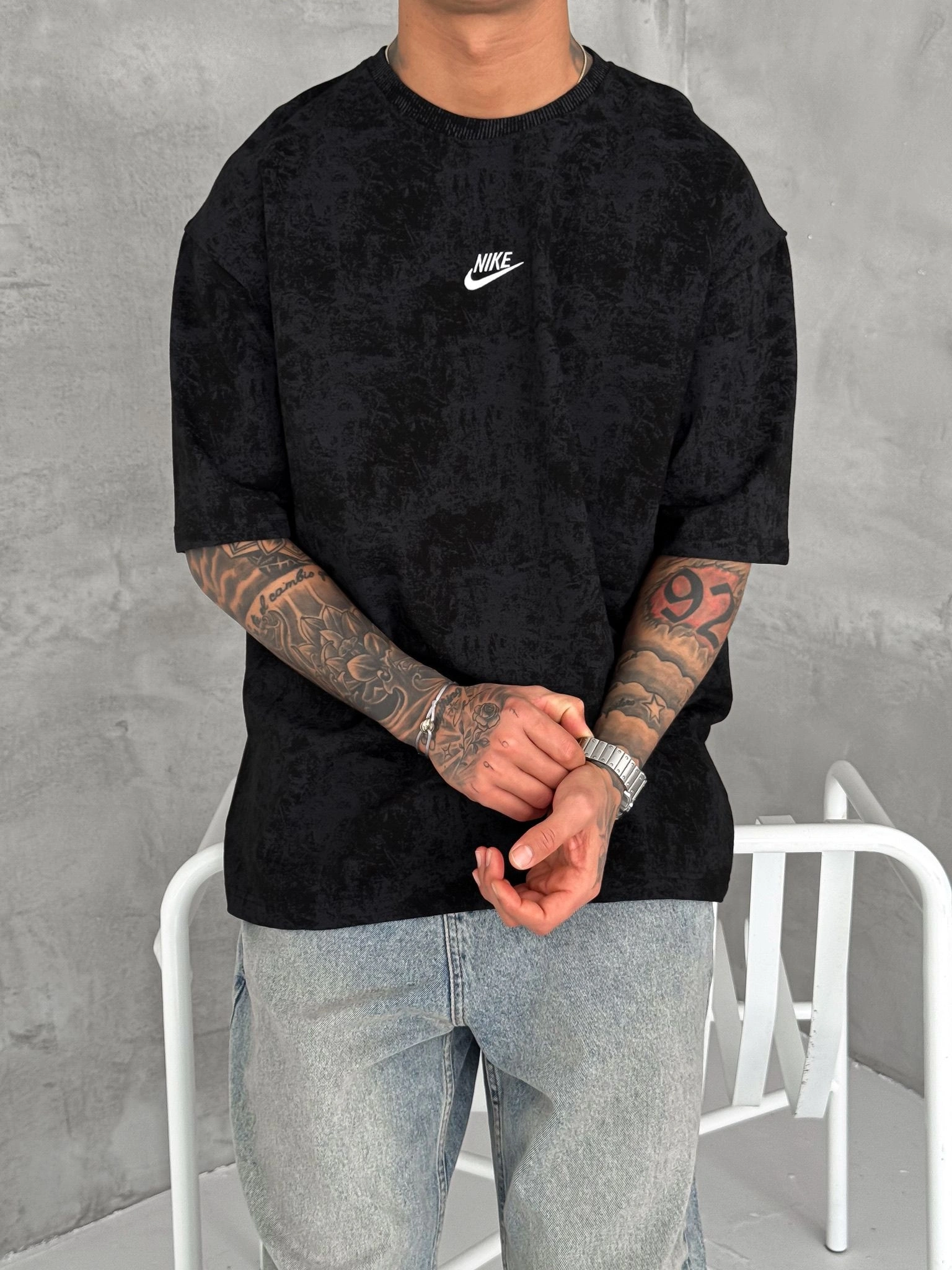 Basic Yıkamalı nk Tshirt Siyah