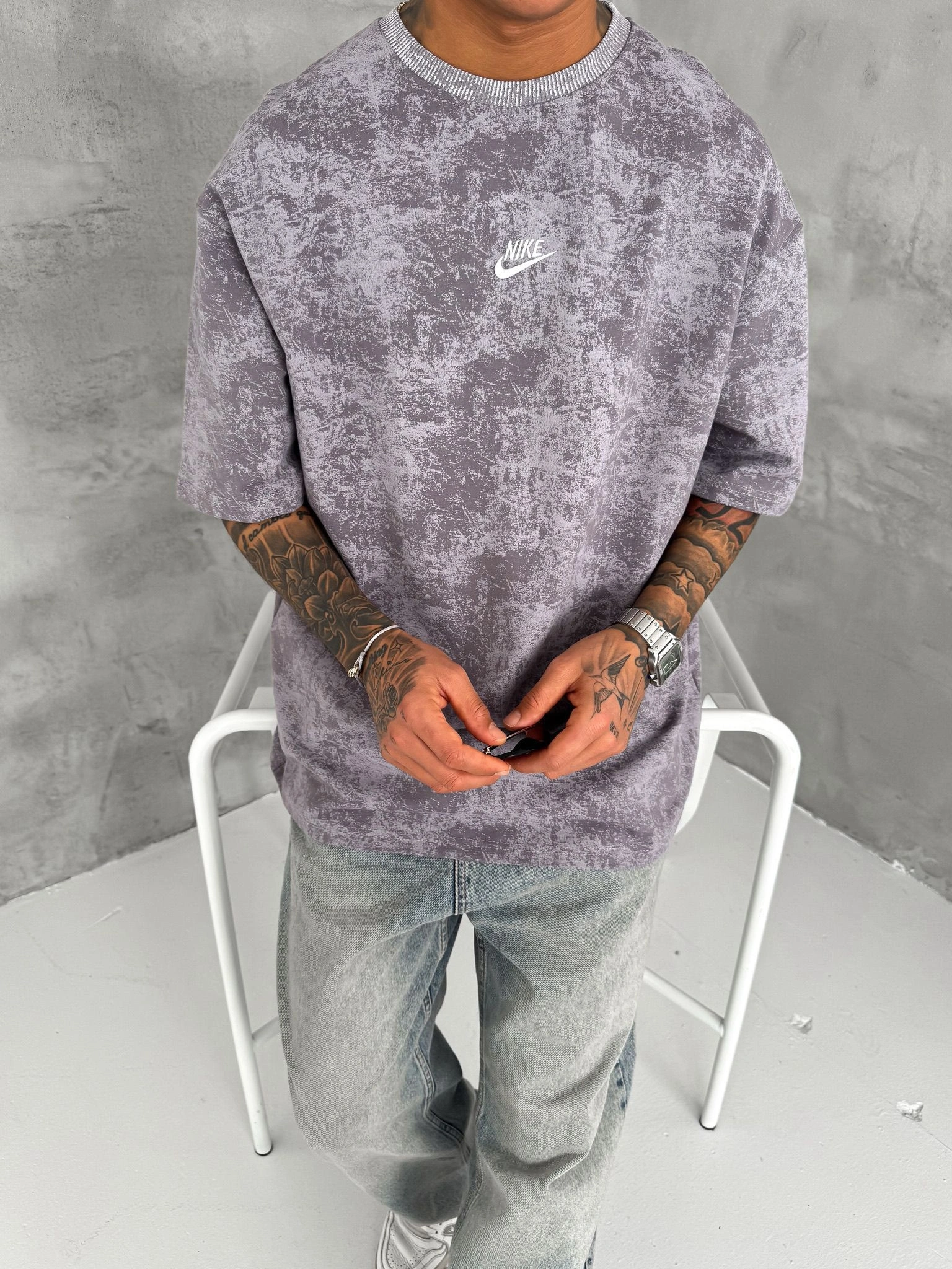 Basic Yıkamalı nk Tshirt Gri