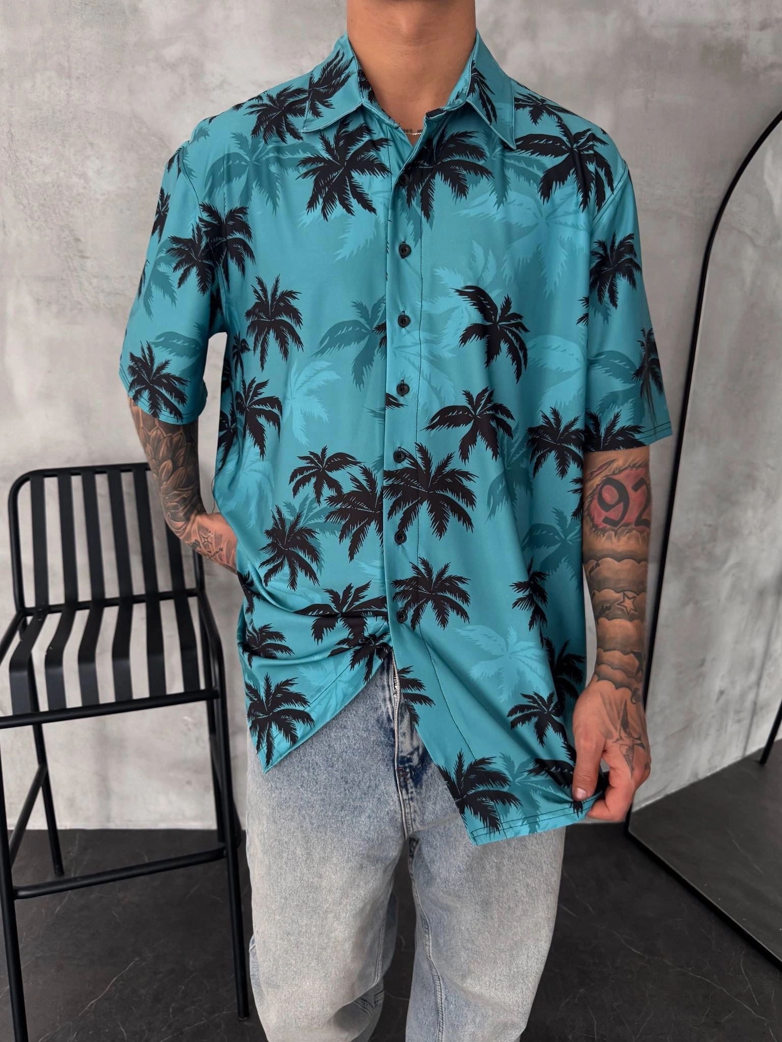 Baskılı Oversize Gömlek