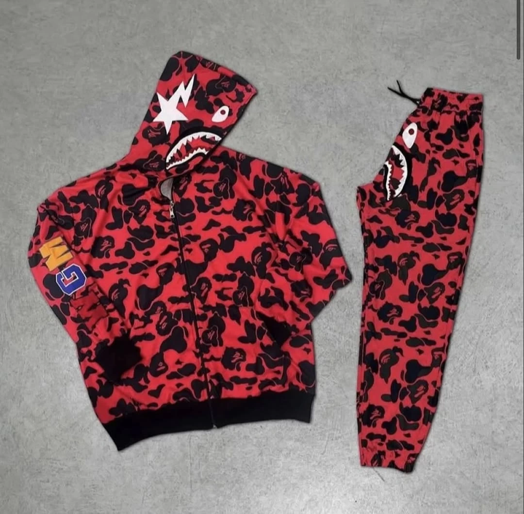 Bape Unisex Eşofman Takım - Kırmızı