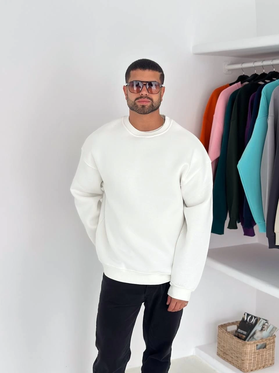 Basic Oversize Sweatshirt Beyaz