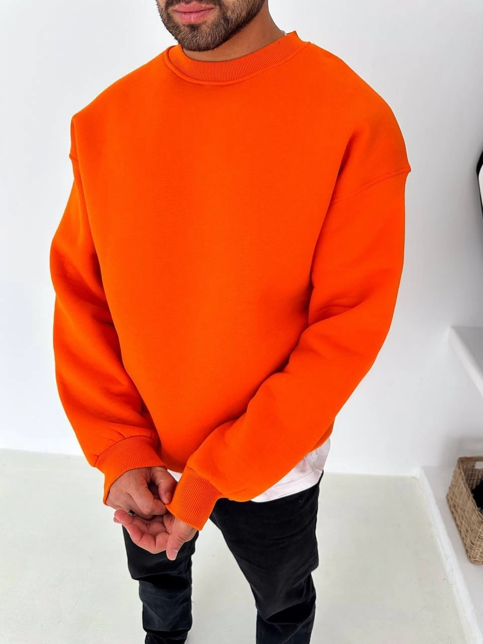 Basic Oversize Sweatshirt Turuncu