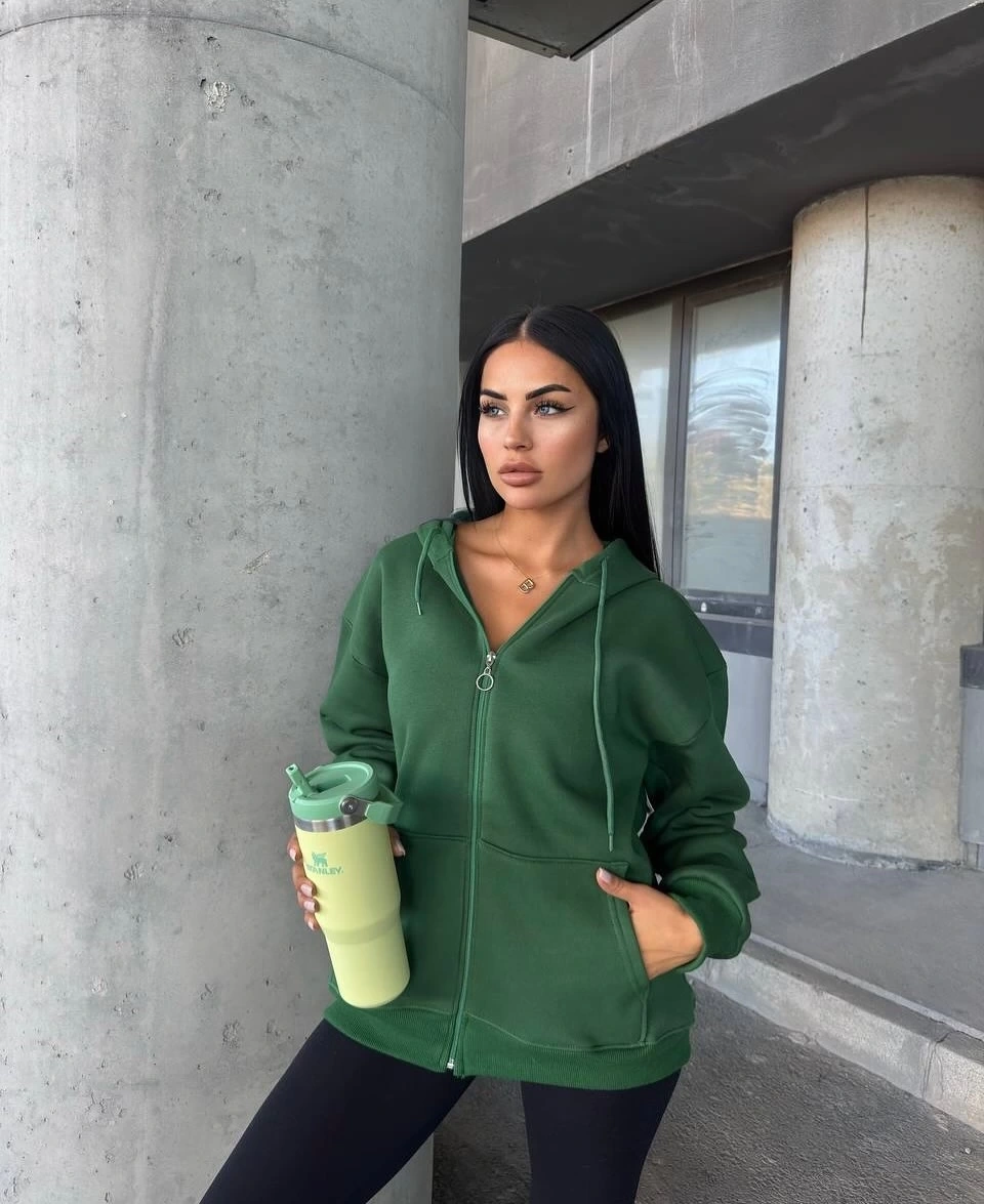 Basic Unisex Hırka - Yeşil