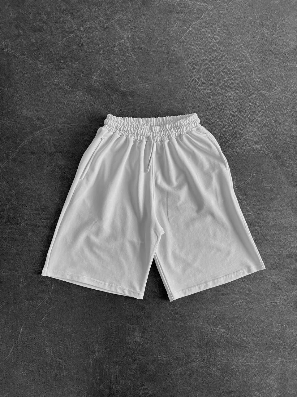 Basic Unisex Oversize Şort - Beyaz