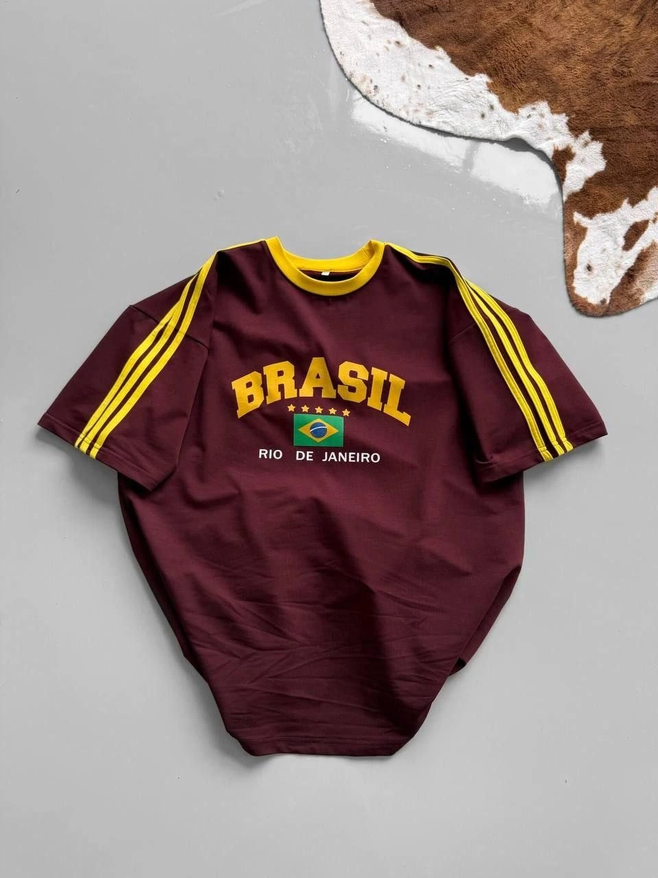 Brasil Unisex Oversize Tshirt - Bordo