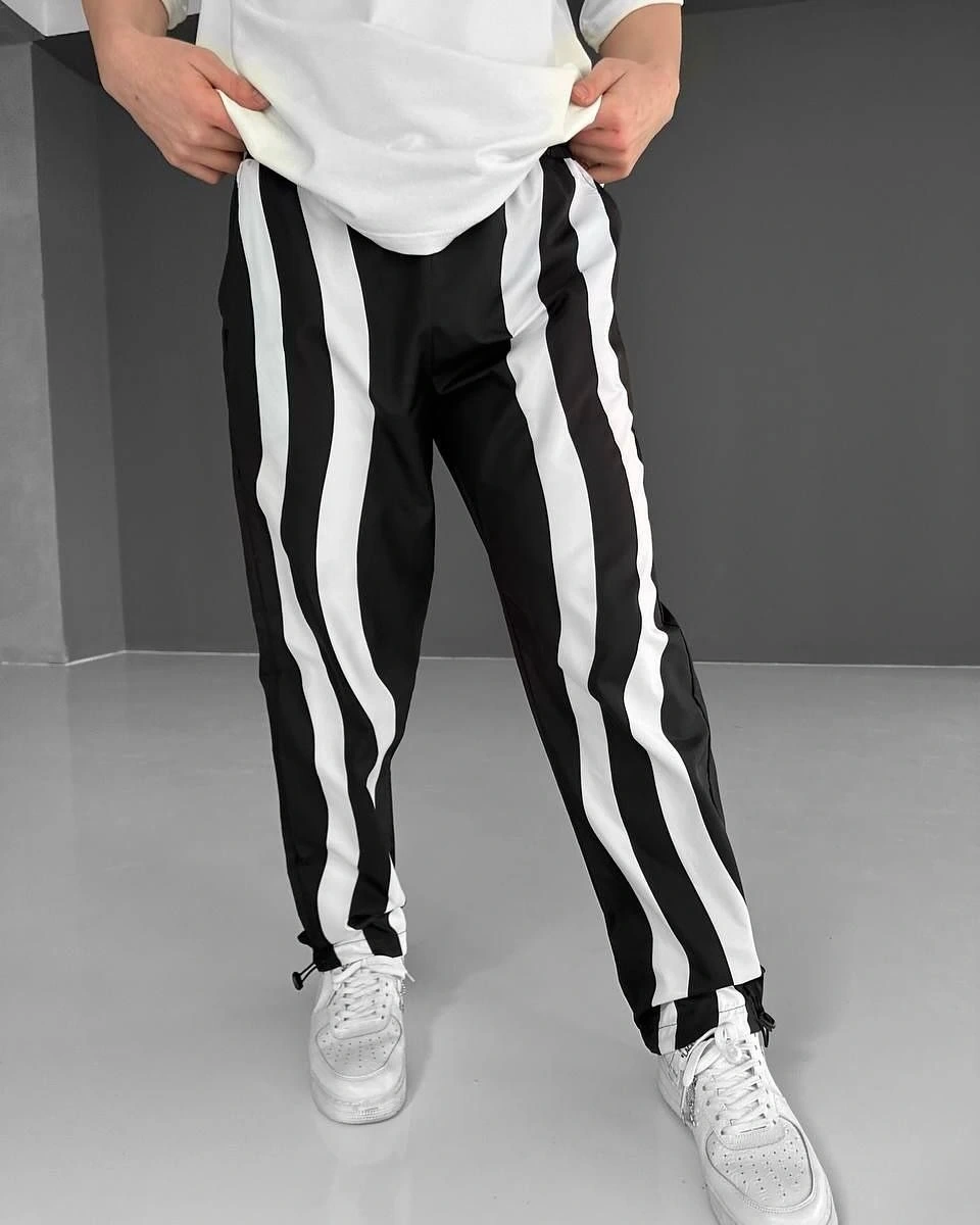 Çift Şerit Paraşüt Eşofman - Siyah