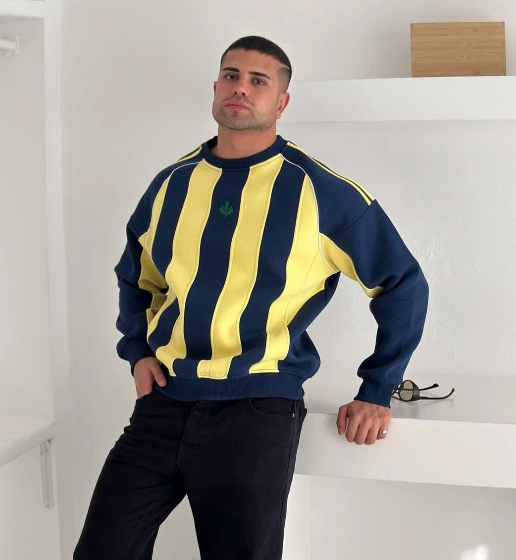 Çizgili Taraftar Oversize Sweatshirt