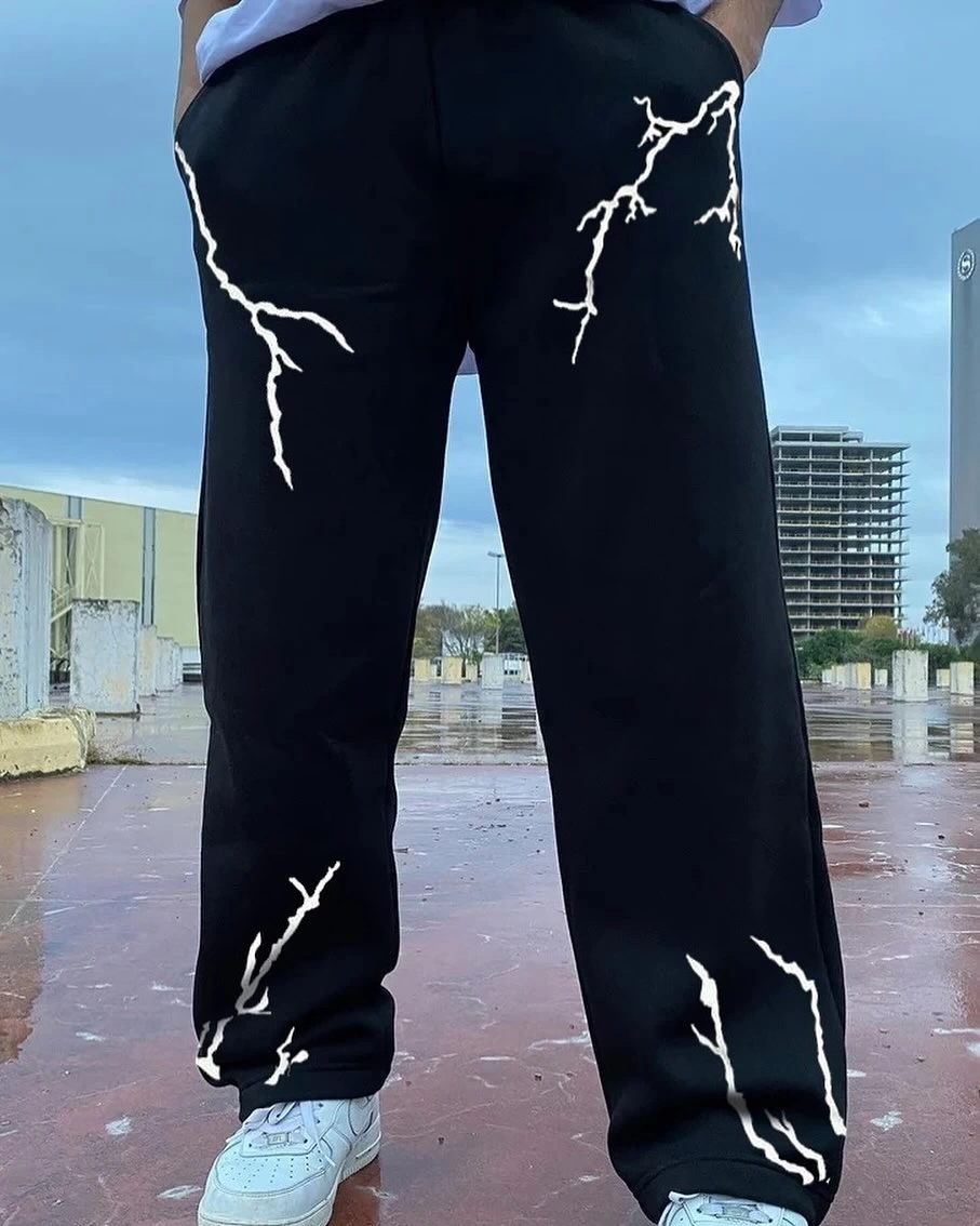 Elektirik Desen Unisex Baggy Eşofman