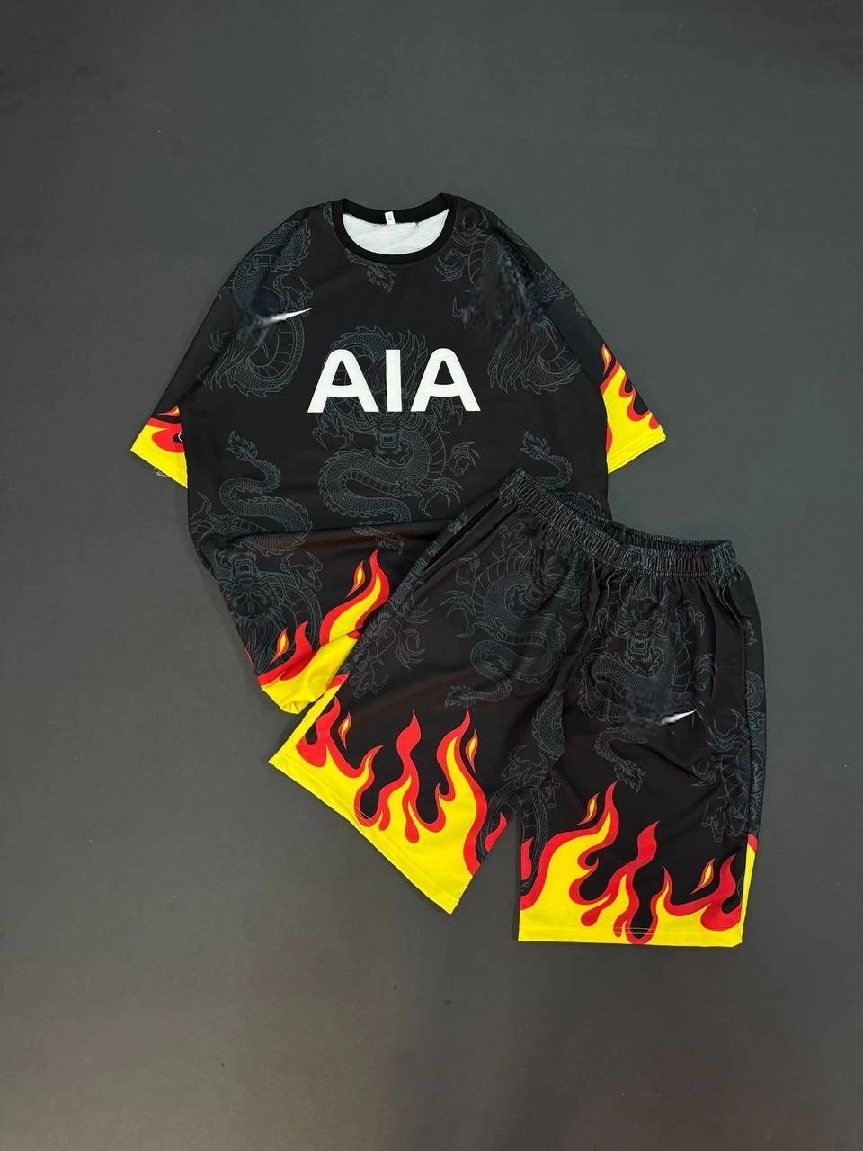 Fire Unisex Oversize Şortlu Takım - Siyah