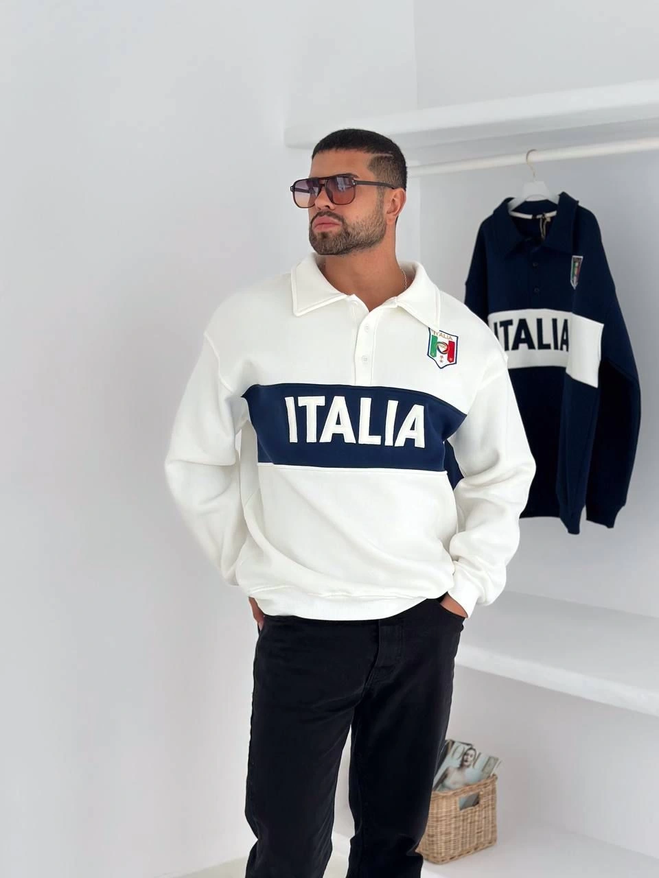 İTL Polo Yaka Sweatshirt - Beyaz