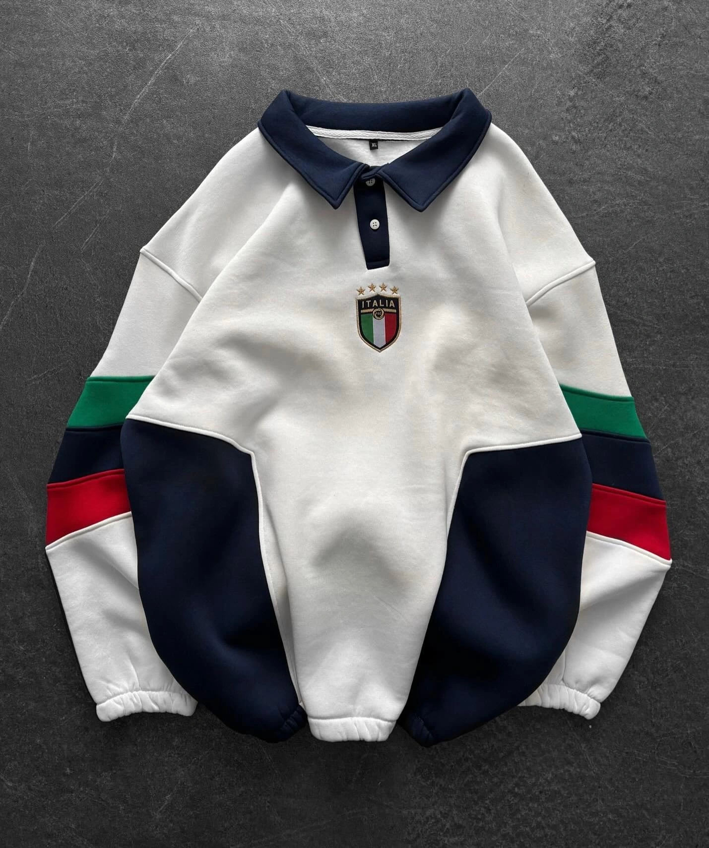 İTL Şardonlu Polo Yaka Sweatshirt Beyaz