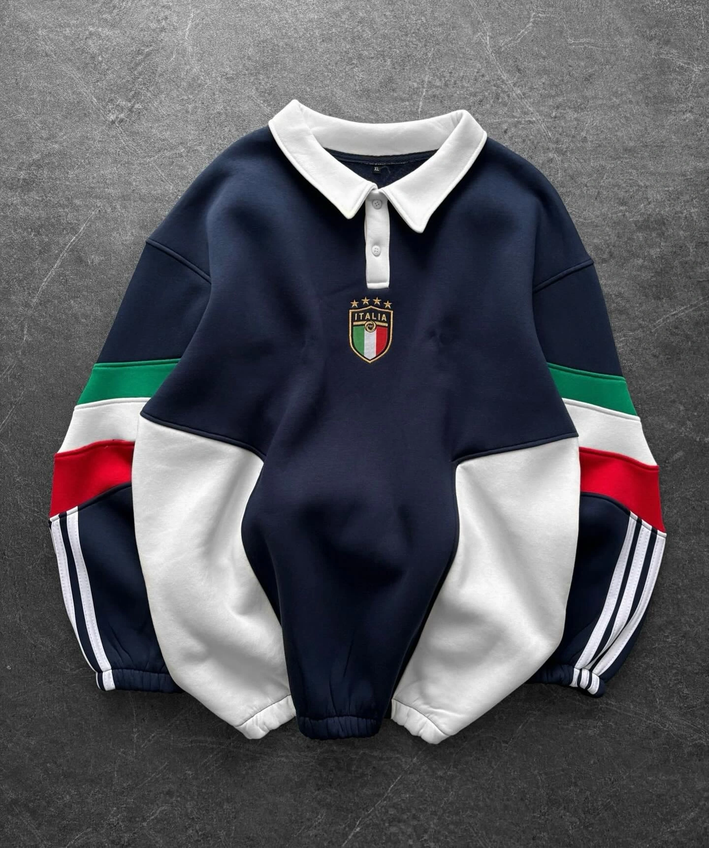 İTL Şardonlu Polo Yaka Sweatshirt Lacivert