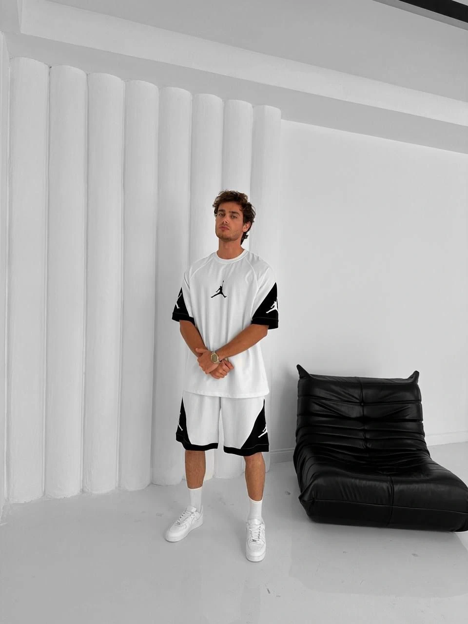 JR Unisex Oversize Şortlu Takım Beyaz