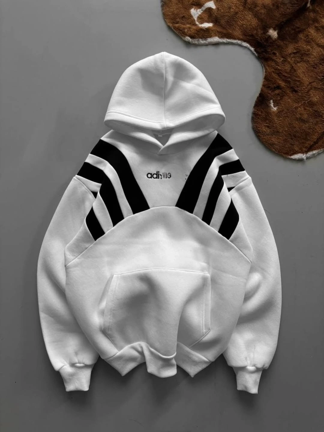 Kapüşonlu Oversize Sweatshirt Beyaz