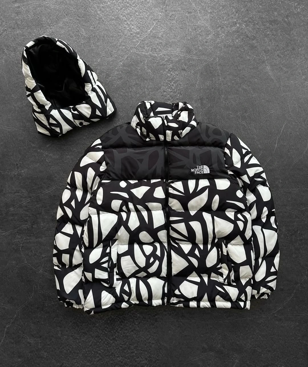 NF Ayarlanabilir Kapüşonlu Unisex Şişme Mont - Beyaz