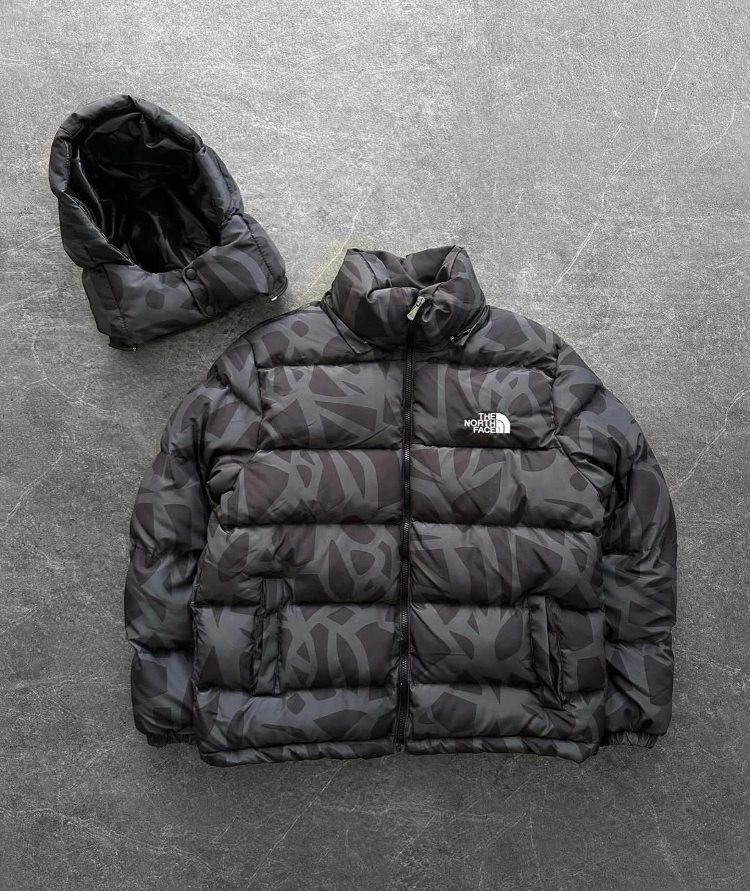 NF Ayarlanabilir Kapüşonlu Unisex Şişme Mont - Siyah