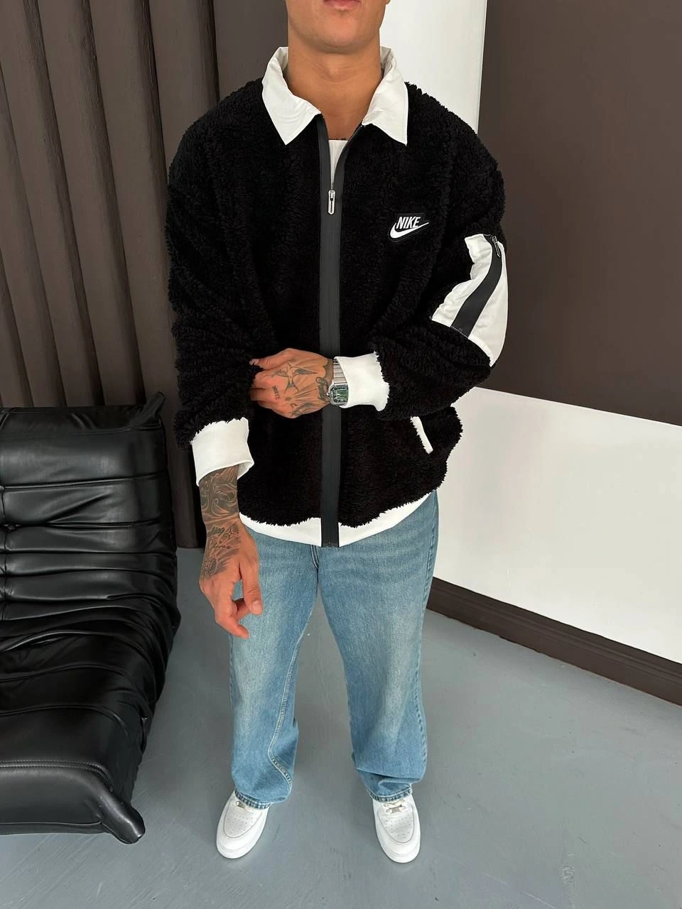 NK Unisex Peluş Ceket Siyahh