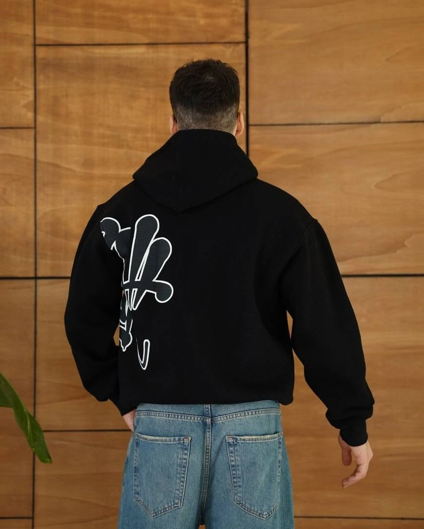 Ön Sırt Detay Oversize Hırka Siyah